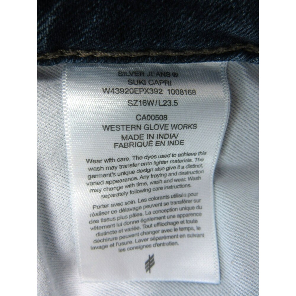 Silver Jeans Women's Size 16W x23 Suki Capri Medium Wash Blue Distressed - Picture 12 of 13